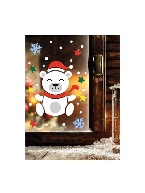 Ijsbeer raam stickers gel kerst