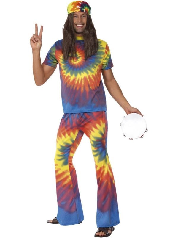 Jaren 60 Tie Dye outfit heren