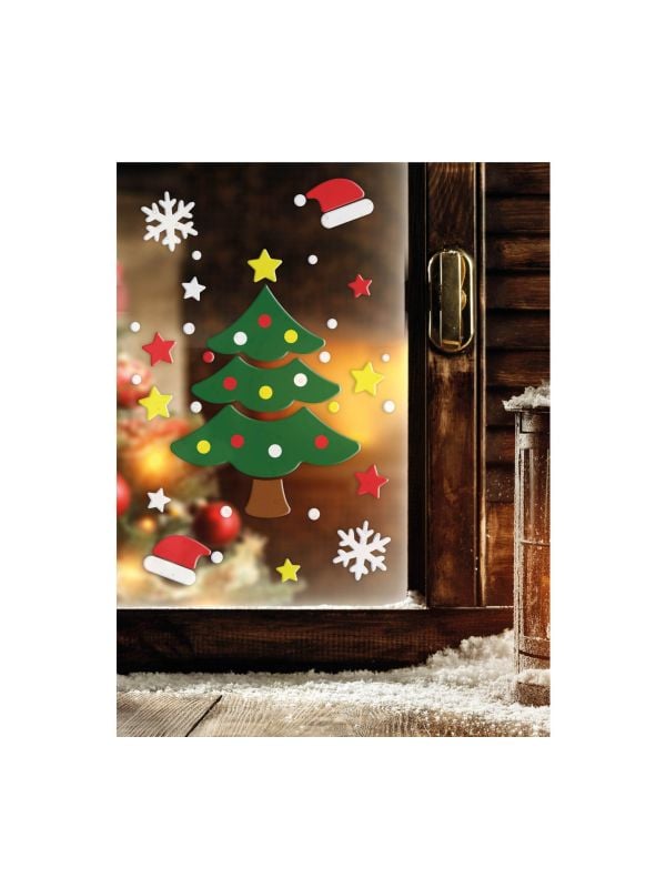 Kerstboom raam stickers gel kerst