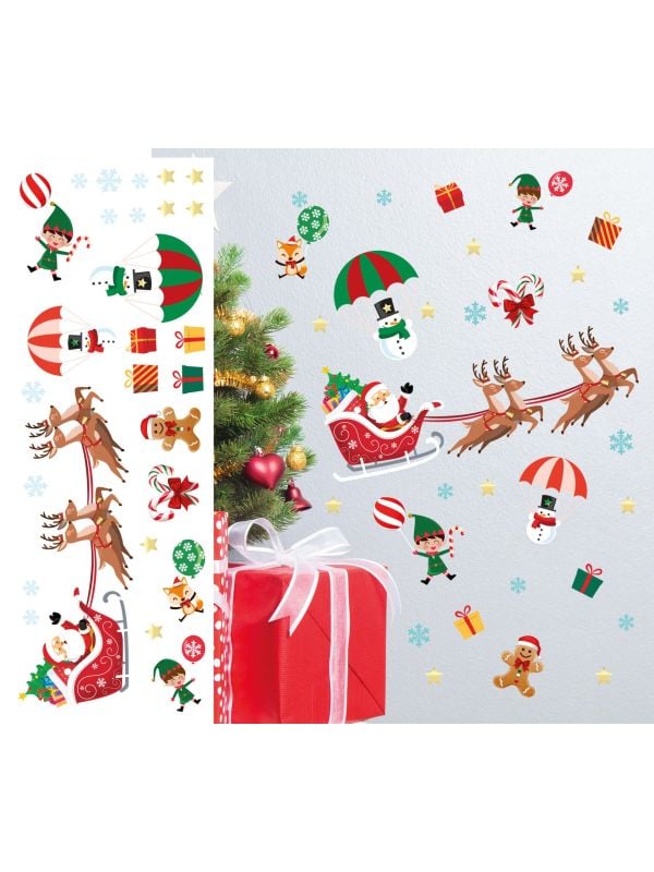 Kerstman arrenslee muurstickers