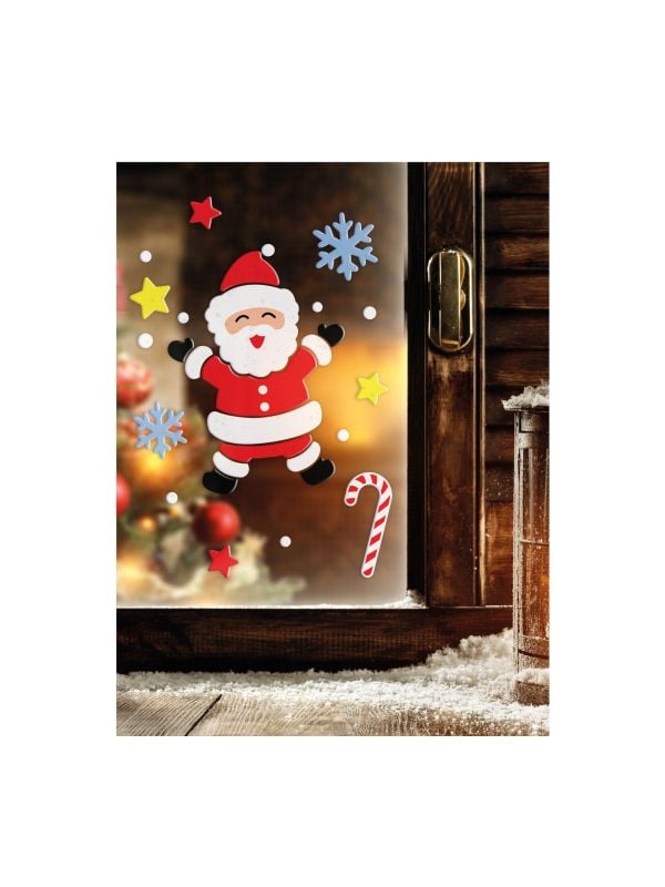 Kerstman raam stickers gel kerst