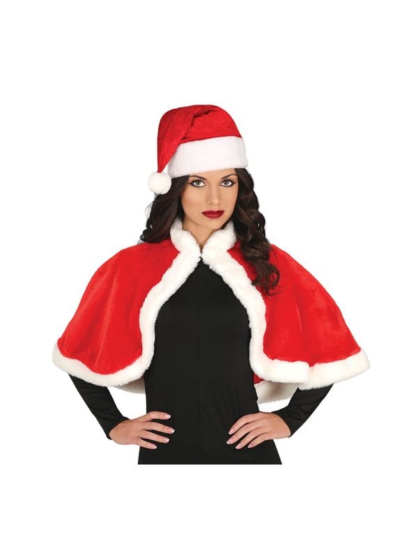 Kerstvrouw cape rood kerstmis