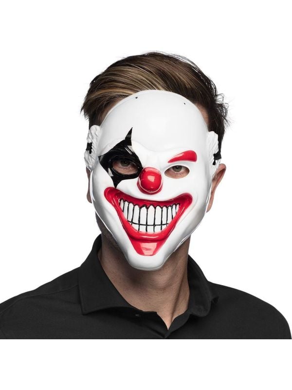 Killer Clown Gezichtsmasker wit halloween