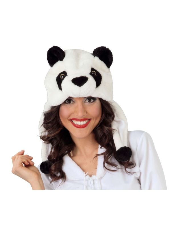 Knuffelzachte pandabeer muts