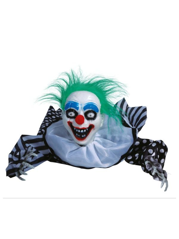 Kruipende horrorclown met licht, geluid en beweging 65 cm halloween