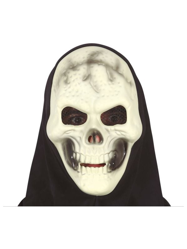 Lachende schedel masker met kap halloween