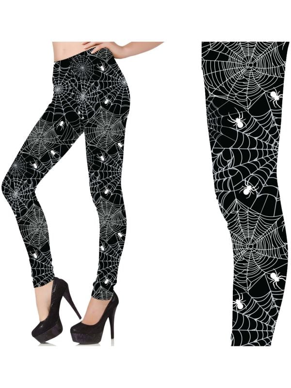 Legging dames zwart halloween spinnenweb