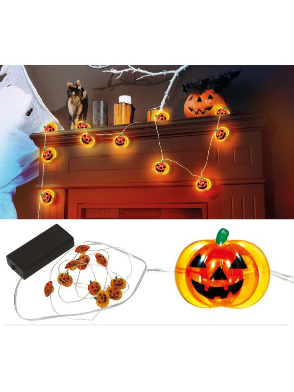 Lichtslinger 10 LED lampjes oranje pompoenen 300 cm halloween