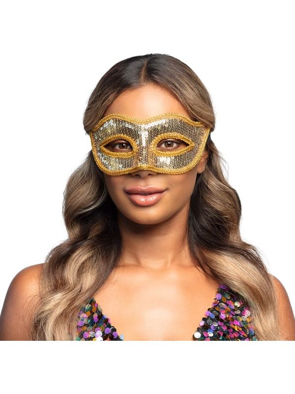 Luxe Venetiaans Oogmasker met Gouden Pailletten