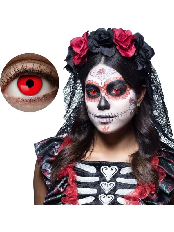 Maandlenzen UV flash rood halloween