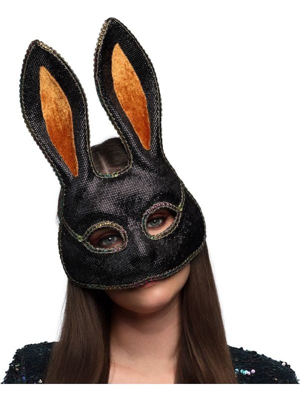 Mystery Bunny Zwart Halfmasker