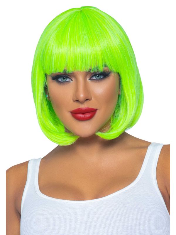 Neon groene bob pruik