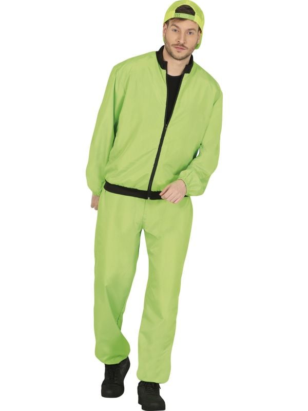 Neon Groene Trainingspak 80's 90's man