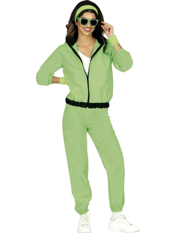 Neon Groene Trainingspak 80's 90's vrouw