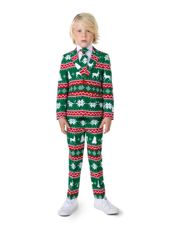 Opposuits Boys' Pak Festivity Kerst Groen