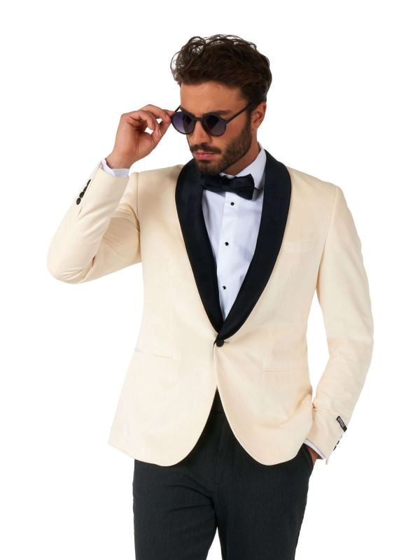 Opposuits Deluxe Men's Colbert Dinner Jacket - Ivory Champagne Wit