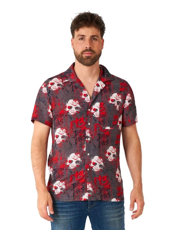 Opposuits Men's Hawaiians Shirt Short Sleeve Friday The 13th Zwart