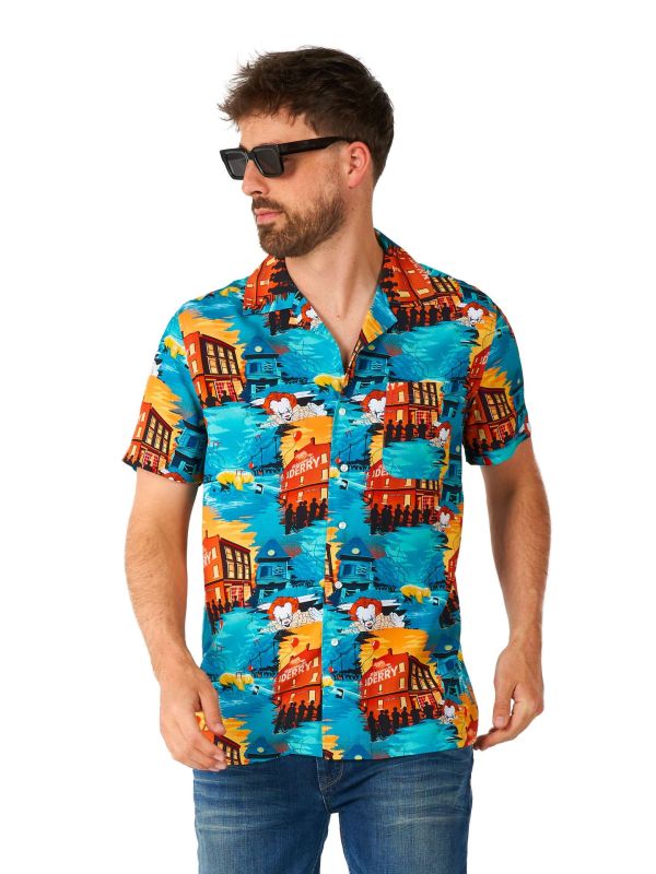 Opposuits Men's Hawaiians Shirt Short Sleeve Pennywise The Clown