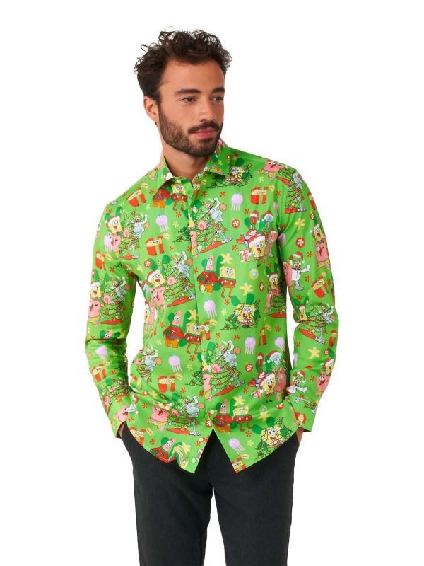 Opposuits Men's Shirt Spongebob™ Christmas Groen