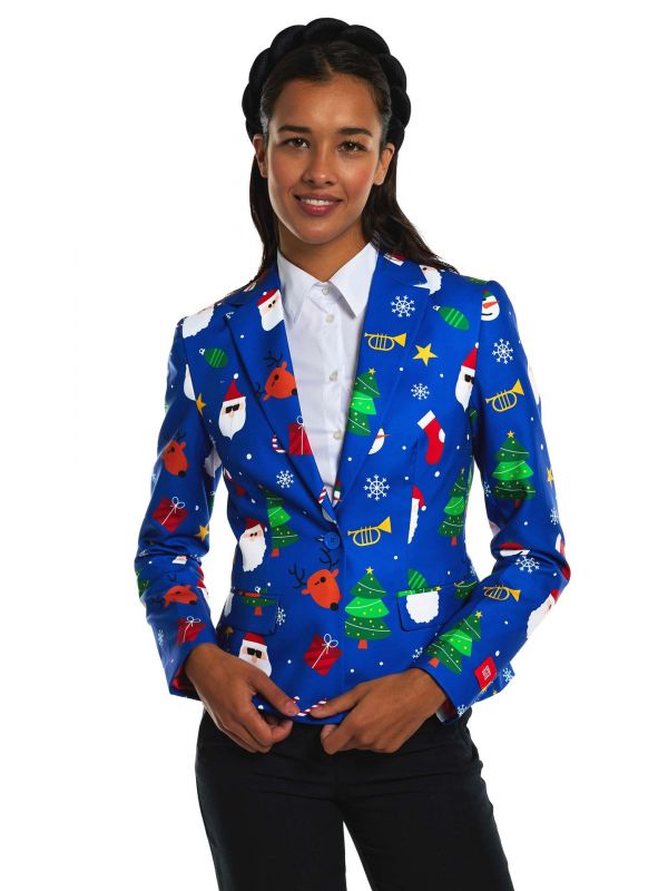 Opposuits Women's Colbert Festivity Kerst Blauw