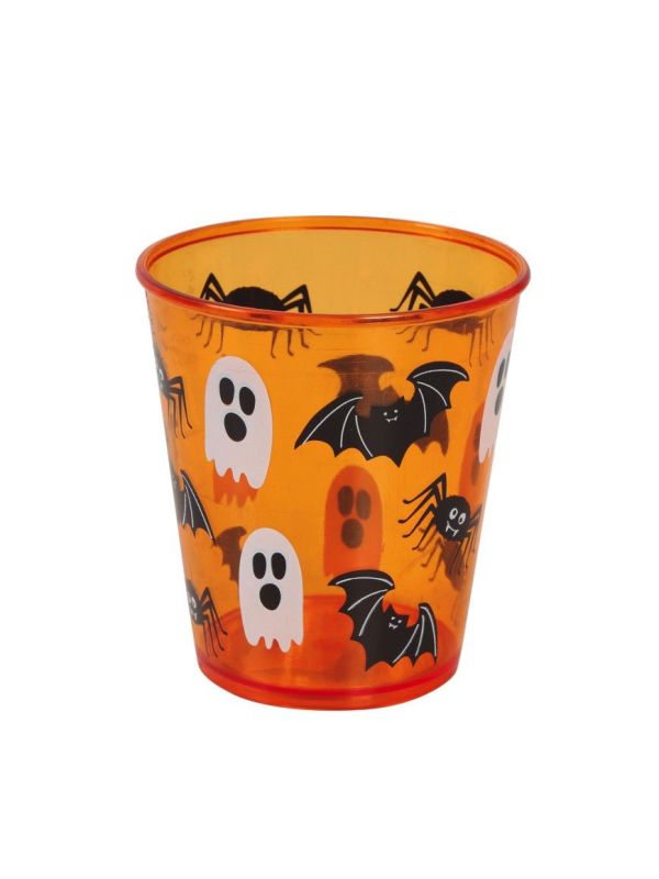 Oranje halloween drinkbeker 10 cm