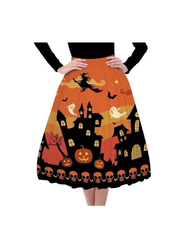 Oranje halloween rok dames