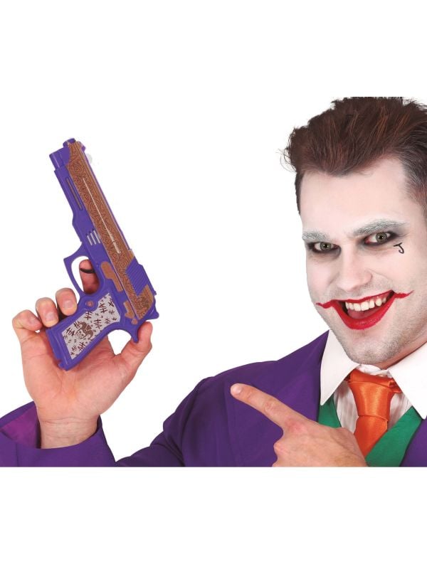 Paars The Joker pistool 30 cm halloween