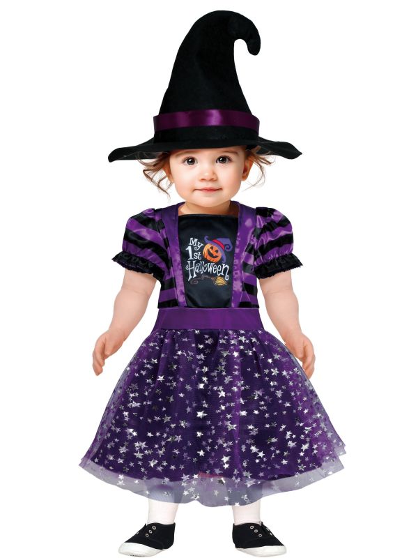 Paarse heksen jurk halloween baby