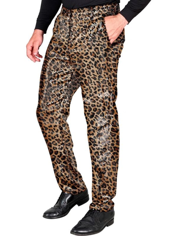 Panterprint pailletten broek