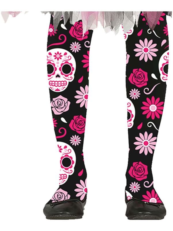 Panty meisjes halloween roze doodshoofd