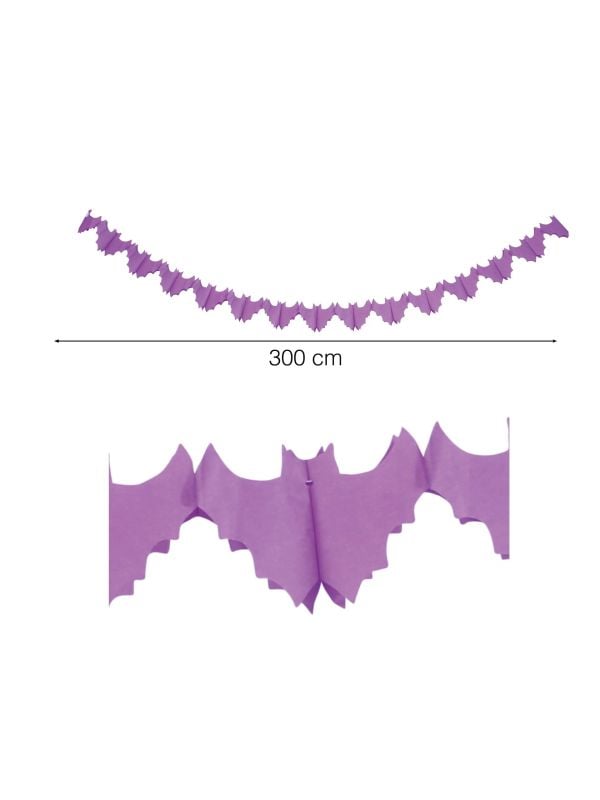 Papieren paarse vleermuizen slinger 3 meter halloween