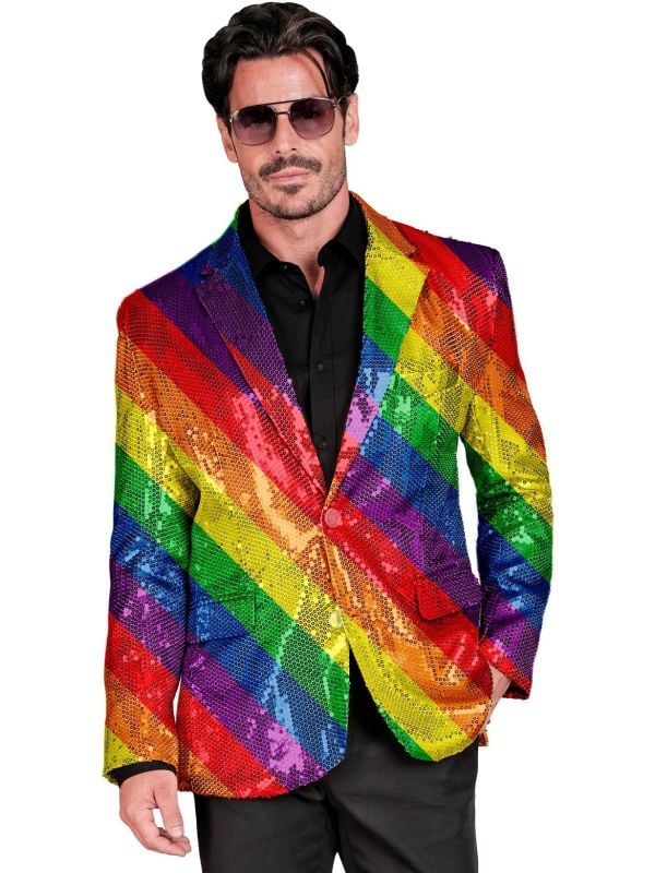 Pride colbert regenboog pailletten mannen