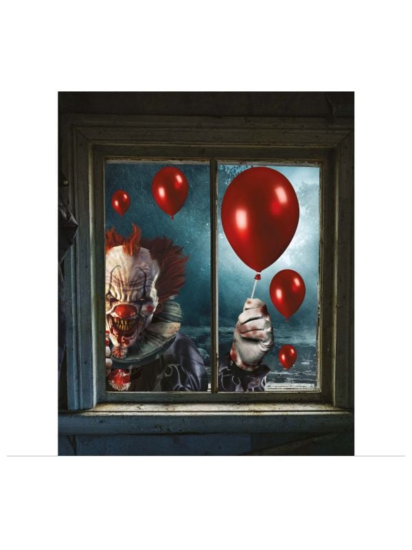 Raamdecoratie horror clown 30 x 40 cm halloween