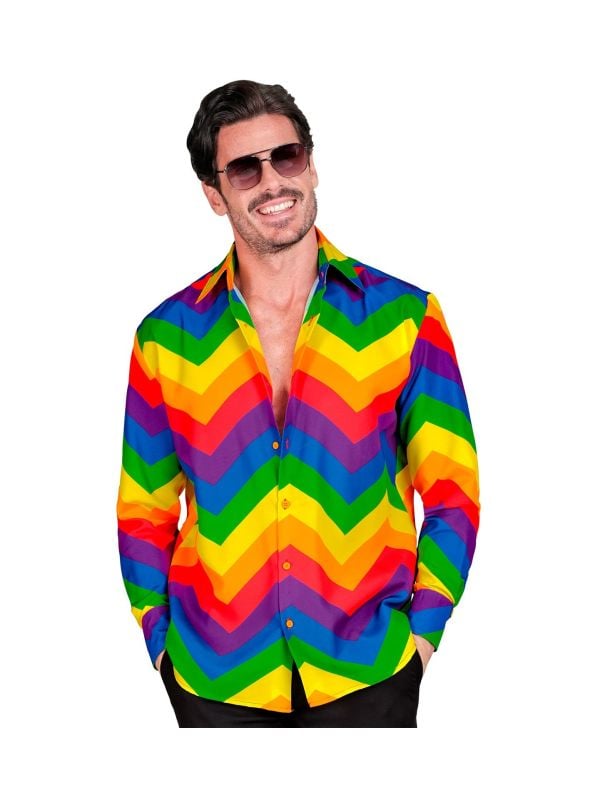 Regenboog blouse zigzag mannen