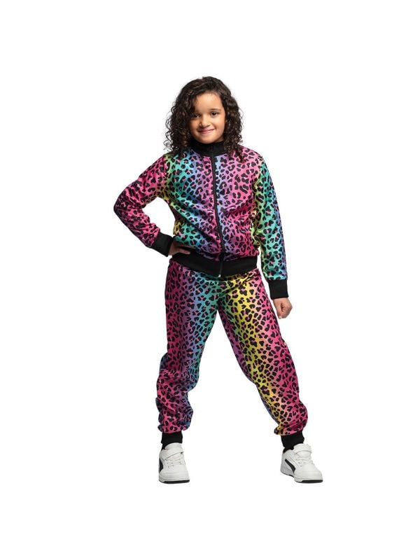 Regenboog trainingspak panterprint kinderen unisex