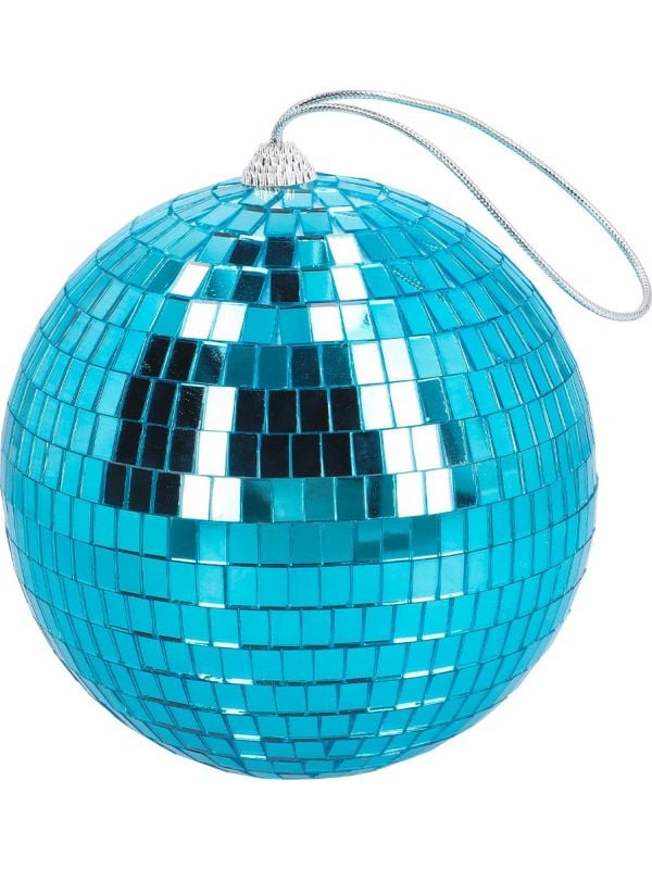 Retro blauwe disco bal 15cm