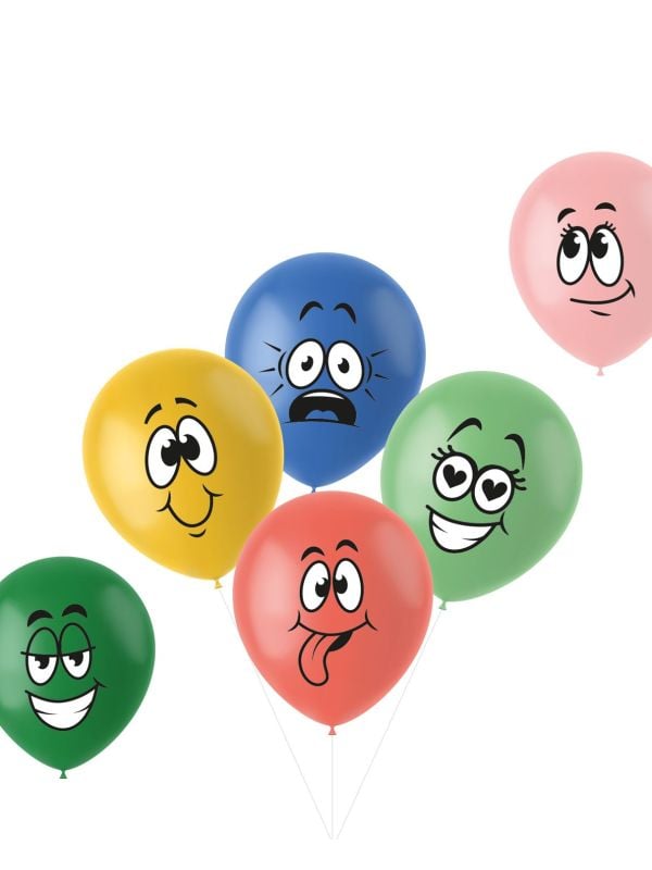 Retro funny faces ballonnen 6 stuks