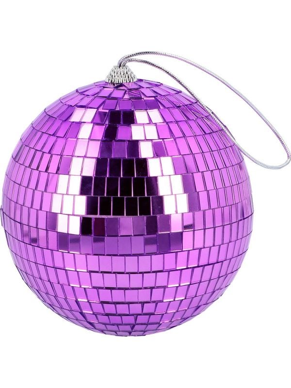 Retro paarse disco bal 15cm