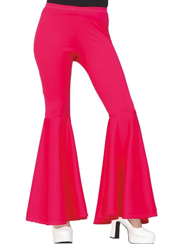 Retro roze Flare broek met Stretch Jaren '70