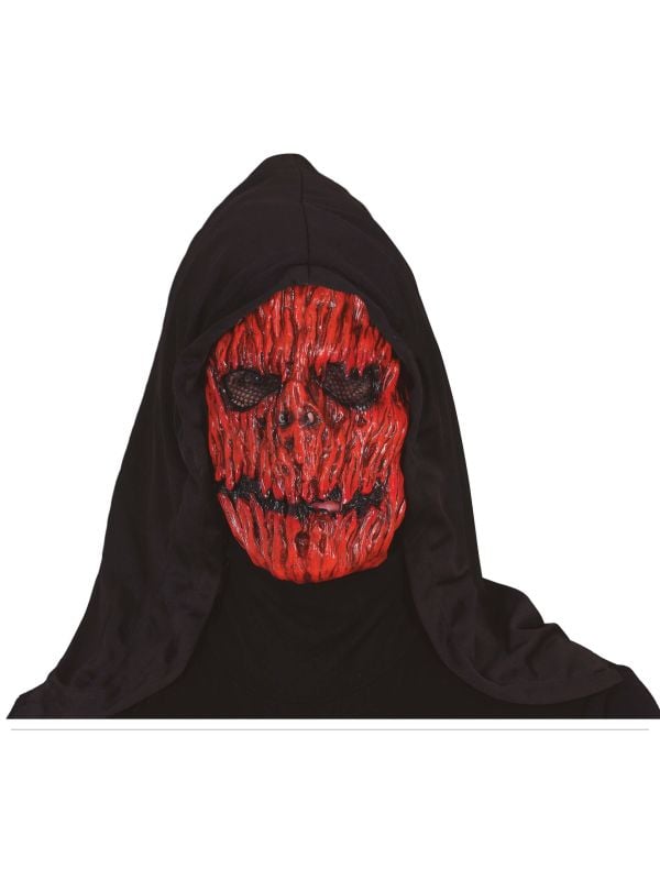 Rode pompoen masker met kap halloween