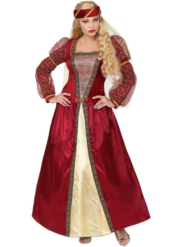 steno trimmen Huichelaar Rode prinsessen jurk middeleeuwen | Feestkleding.nl
