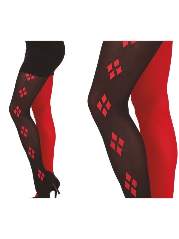 Rood zwarte Harley Quinn panty dames