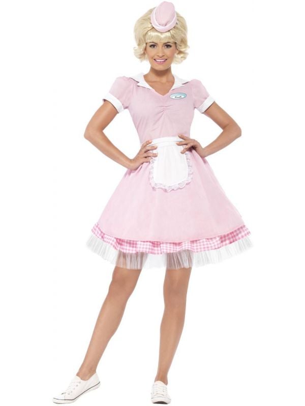 Roze 50s diner girl outfit