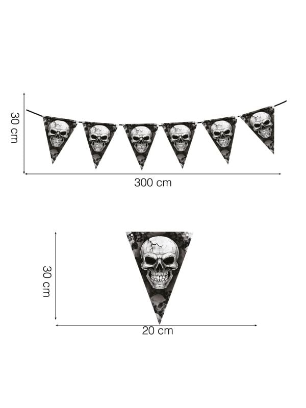 Schedel vlaggenlijn 3 meter halloween