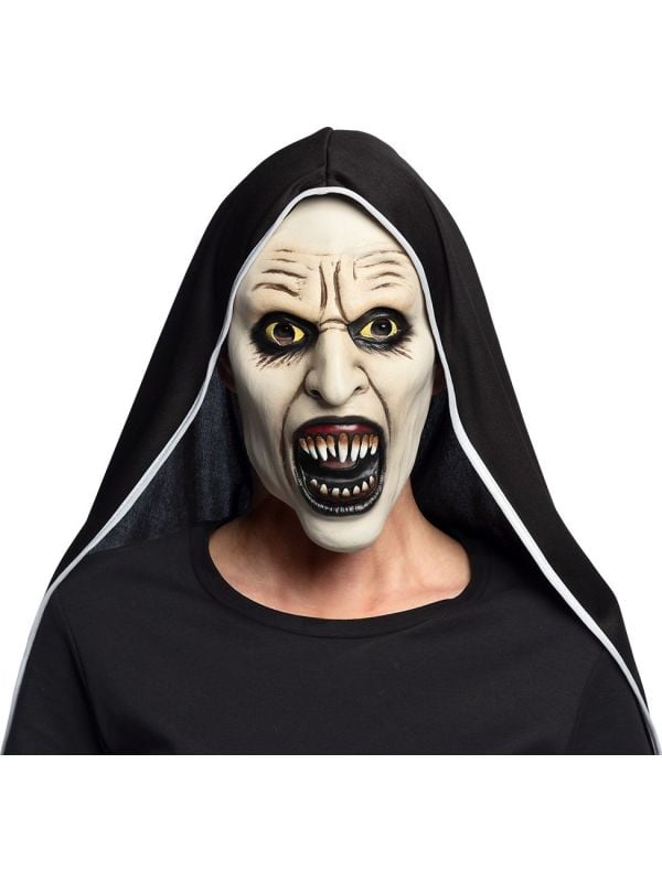 Screaming nun latex gezichtsmasker met kap halloween