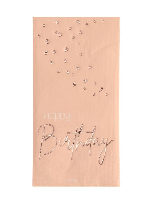 Servetten elegant lush blush happy bday 10 stuks