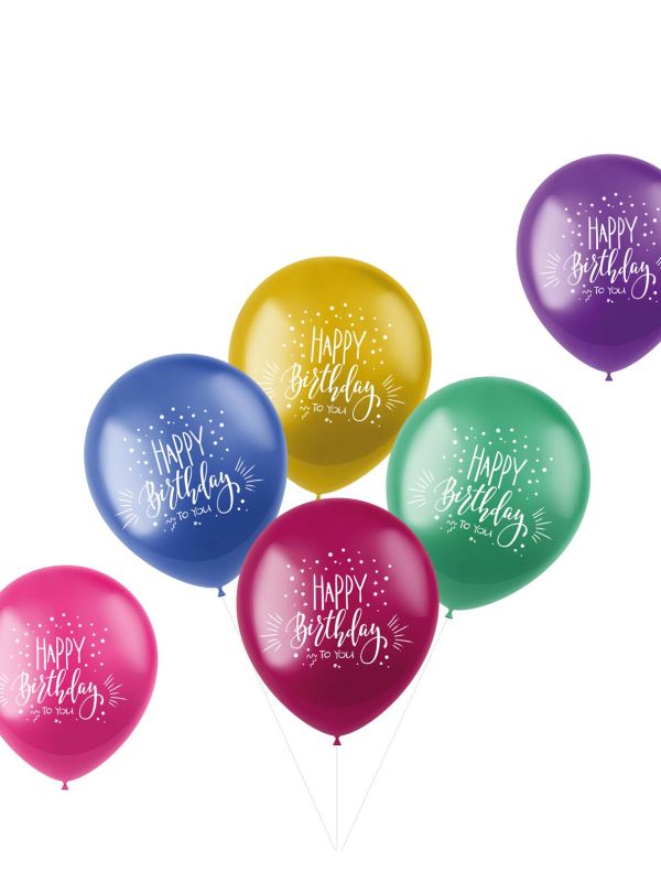 Shimmer happy birthday ballonnen 6 stuks