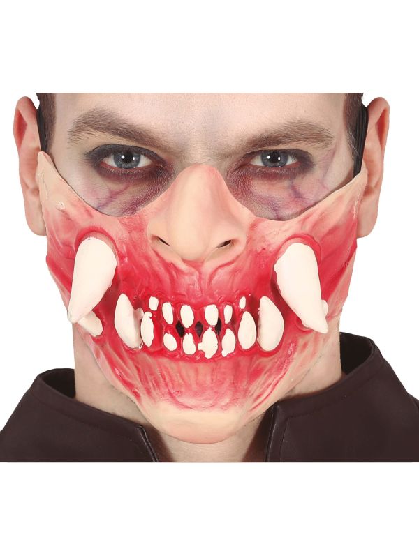 Slagtanden halfmasker latex halloween