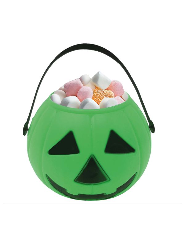 Snoepemmer pompoen groen 15 cm halloween