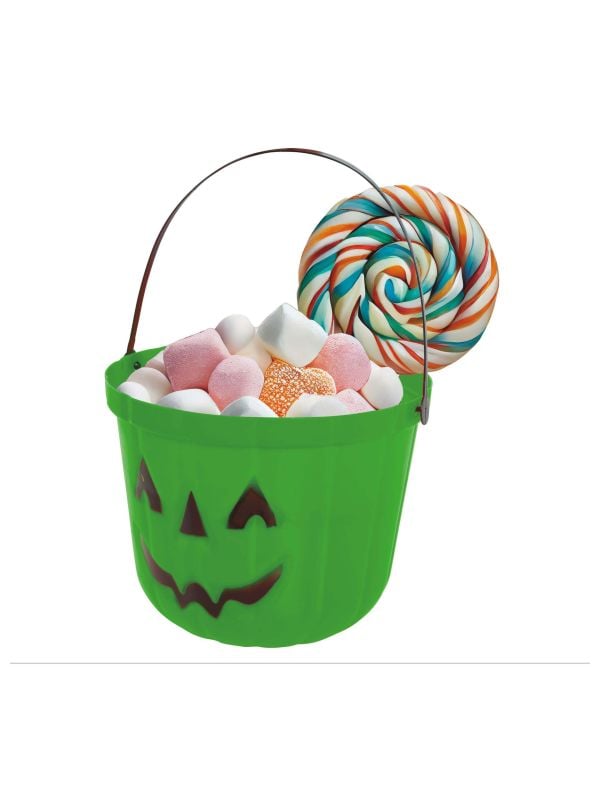 Snoepemmer pompoen groen 20 cm halloween